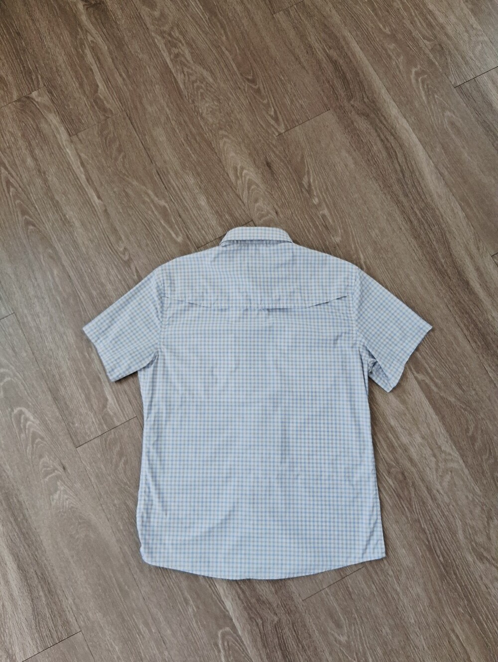 Poncho The Channel Cat Original SS Shirt Blue And Grey Plaid Performance Nylon - Picture 5 of 15